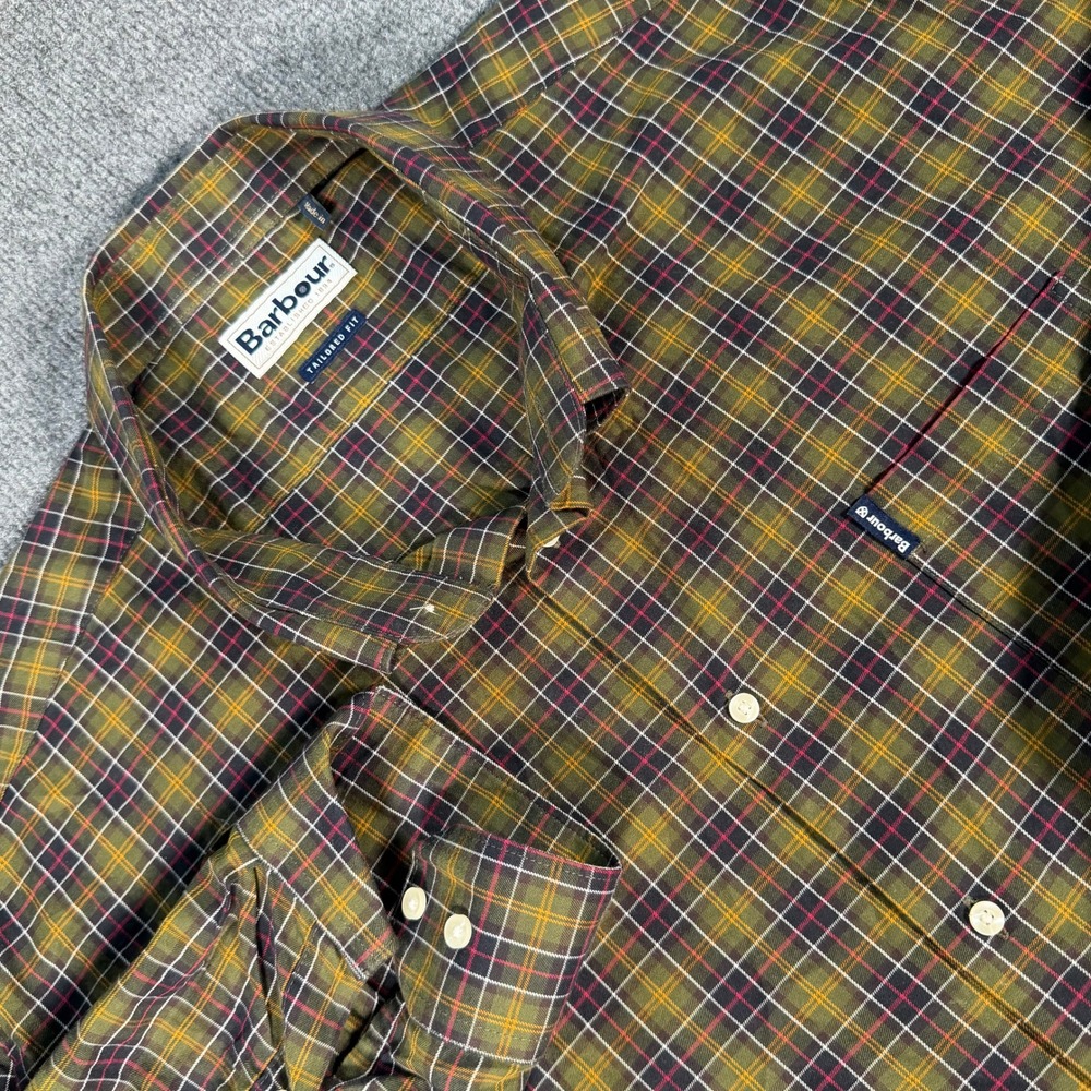 Barbour Tartan 2 Tailored Fit Plaid Button Down Shirt Mens XL MSH3234TN52 #4622